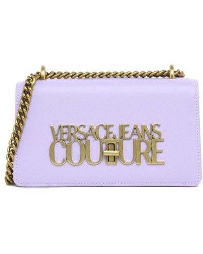 Versace Jeans Couture Leatherette Handbag With Chain Strap - Purple