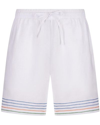 Casablancabrand Le Fil De La Musique Linen Shorts - White
