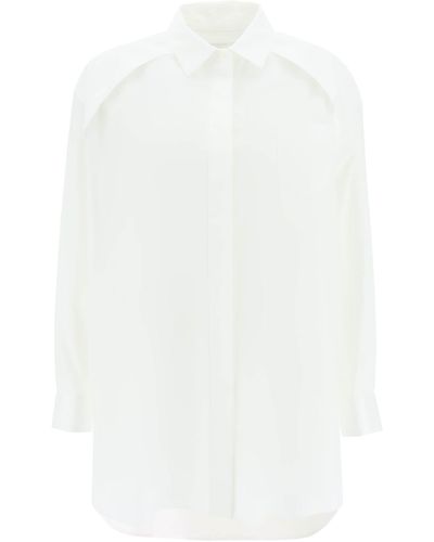 Sacai Acai Maxi Shirt With Cut-out Sleeves - White