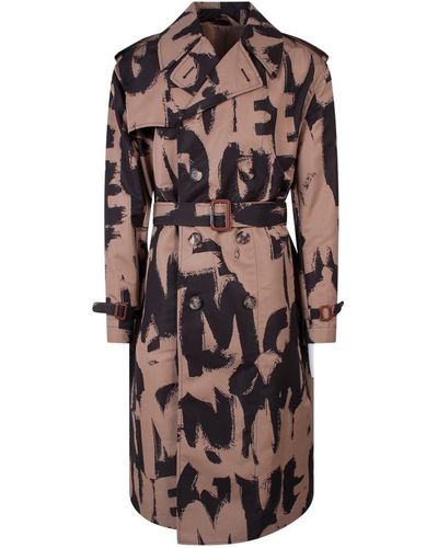 Alexander McQueen Double-breasted Trench Coats - Natural