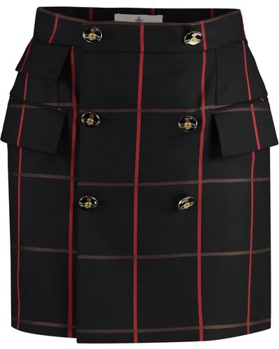 Vivienne Westwood Check Pattern Wool Skirt - Black