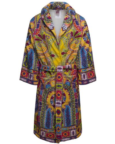 Etro New Tradition Multicolour Bath Robe With Pailsey Motif Home - Yellow