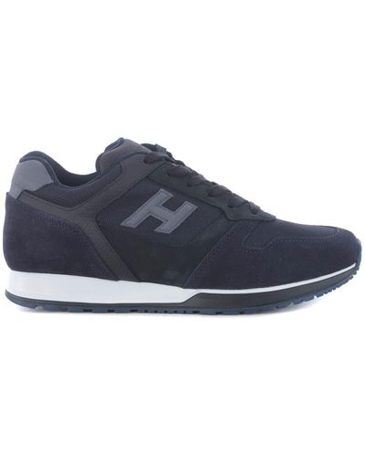 Hogan H321 Trainers In Suede And Mesh Nylon - Blue