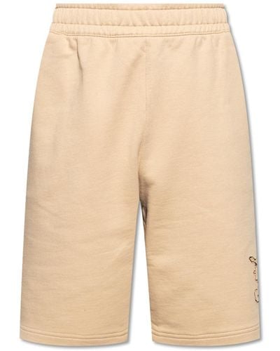 Burberry Shorts With Logo - Natural