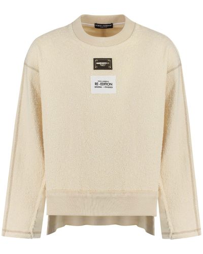 Dolce & Gabbana Logo Detail Cotton Sweatshirt - Natural