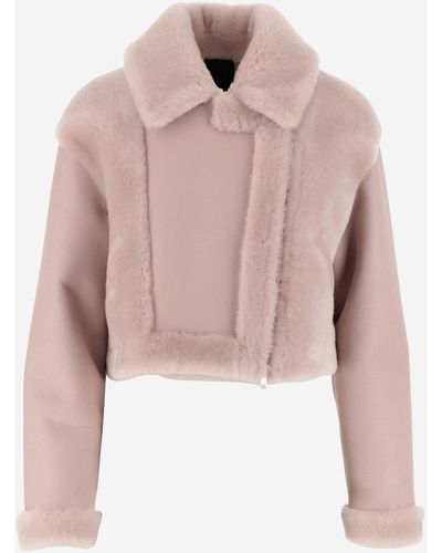 Blancha Shearling And Leather Jacket - Pink