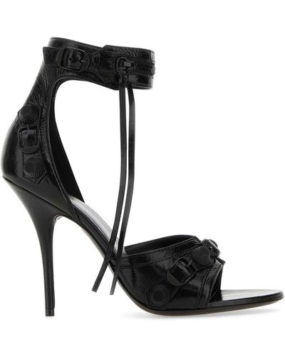 Balenciaga Leather Cagole Sandals - Black