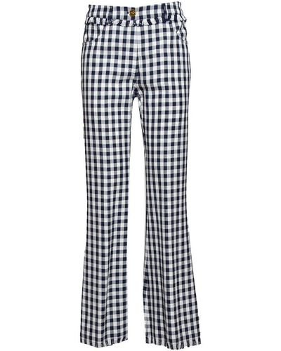 Etro Mid Rise Gingham Checked Trousers - Blue