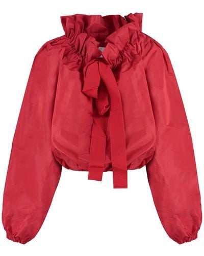 Patou Ruffled Cotton Blouse - Red