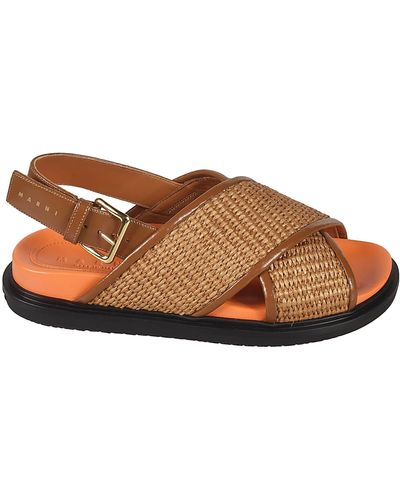 Marni Cross Wrap Sandals - Brown