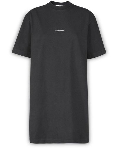 Acne Studios Logo Printed T-Shirt Dress - Black