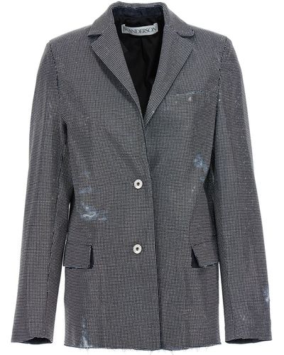 JW Anderson Used Sequin Denim Blazer Jacket Jackets - Gray