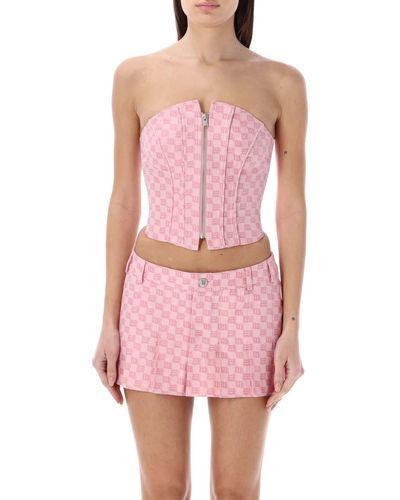 MISBHV Jacquard Canvas Monogram Corset Top Bubblegum - Pink