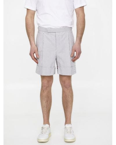 Thom Browne Cotton Seersucker Shorts - White