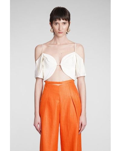 Cult Gaia Ambra Topwear In White Cotton - Orange