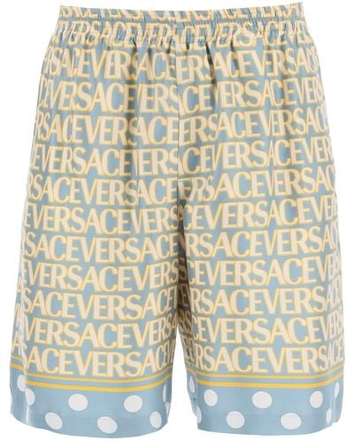 Versace Allover Silk Shorts - Blue