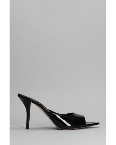 Gia Borghini Perni 04 Slipper-mule In Black Patent Leather - Gray