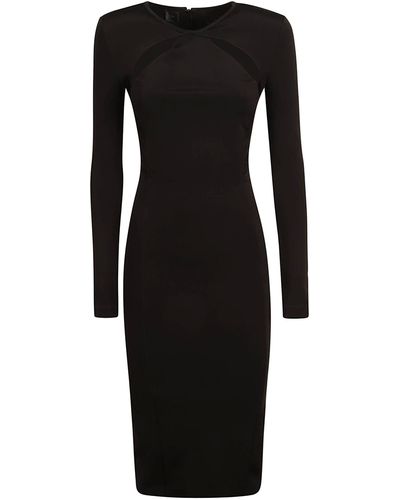 Pinko Rear Slit Cut-Out Detail Longsleeved Dress - Black