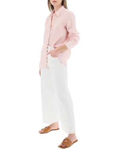 Max Mara Studio Cristin Pure Linen Striped Shirt - Pink