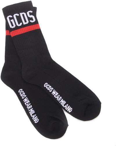 Gcds Calzini Logo In Cotone - Black