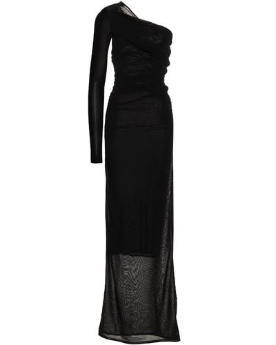 Saint Laurent Asymmetric One-sleeve Gown - Black