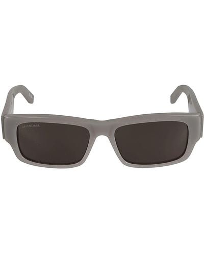 Balenciaga Logo Sided Rectangular Lens Sunglasses - Grey