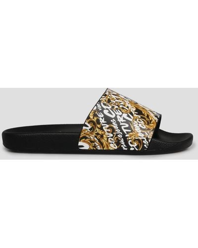 Versace Shelly Logo Brush Couture Slides - Black