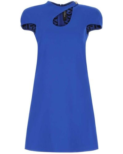 Versace Electric Stretch Crepe Mini Dress - Blue