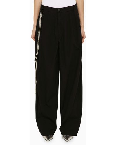 DARKPARK Phebe Cotton Wide Trousers With Chains - Black