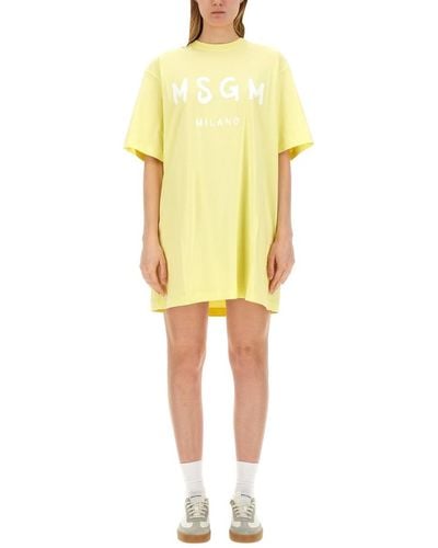 MSGM T-Shirt Dress - Yellow