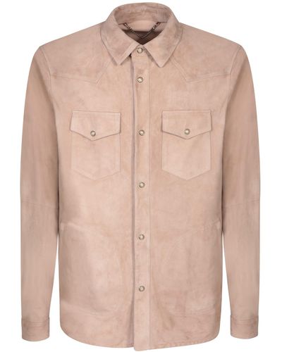 Canali Suede Taupe Overshirt - Pink