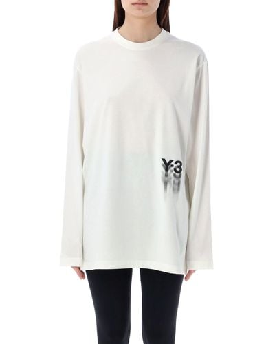 Y-3 Graphic Long Sleeves Tee - White