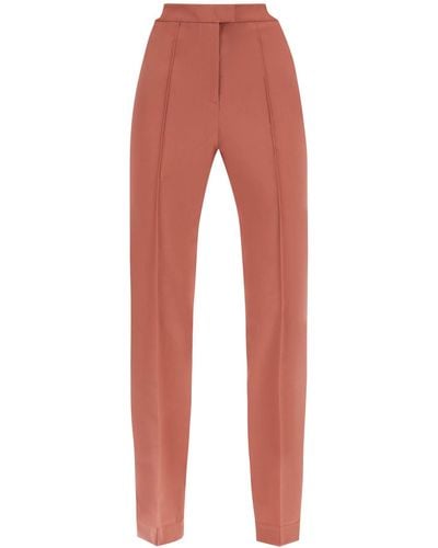 Nensi Dojaka Cool Virgin Wool Trousers With Heart Shaped Details - Red