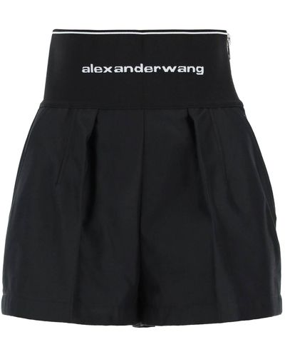Alexander Wang Cotton And Nylon Shorts With Branded Waistband - Black