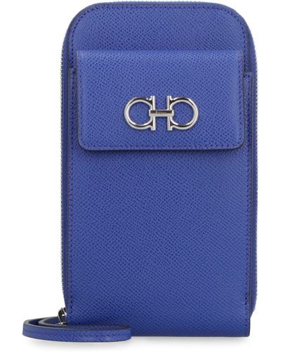 Ferragamo Gancini Leather Mobile Phone Case - Blue