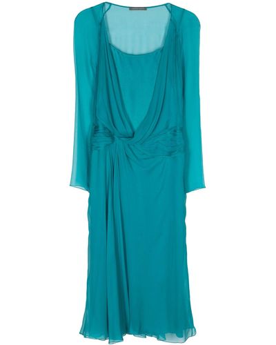 Alberta Ferretti Silk Midi Dress - Blue