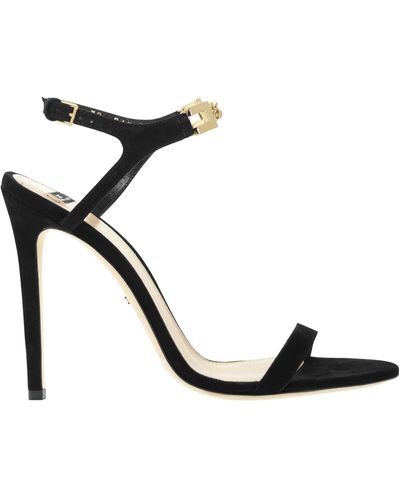 Elisabetta Franchi Open Toe Sandal With Logo Strap - Black