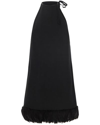 Saint Laurent Feathers Dress - Black