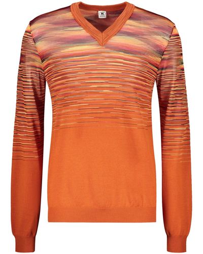 M Missoni Wool V-Neck Sweater - Orange
