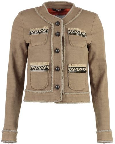 Bazar Deluxe Button-Front Cotton Jacket - Natural