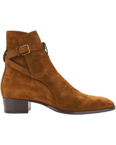 Saint Laurent Wyatt Ankle Boots - Brown