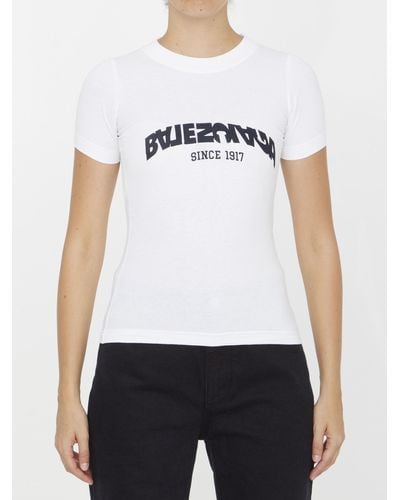 Balenciaga Logo Flip Printed Crewneck T Shirt. - White
