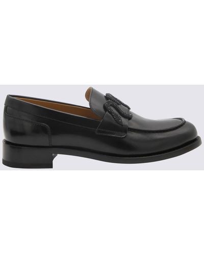 Rene Caovilla Leather Loafers - Black