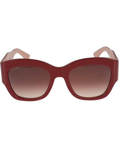 Cartier Curved Square Sunglasses - Red