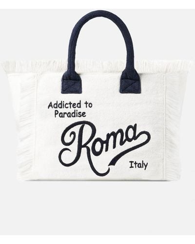 Mc2 Saint Barth Vanity Terry Shoulder Bag With Porto Cervo Embroidery - White