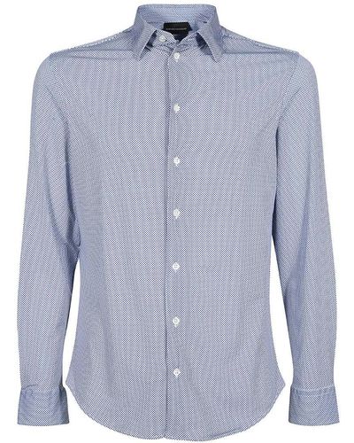 Emporio Armani Long Sleeve Cotton Shirt - Blue