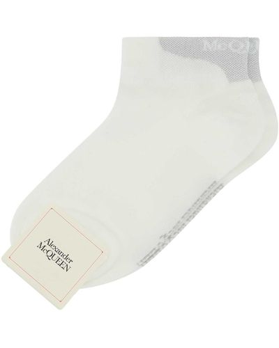 Alexander McQueen Stretch Cotton Ble - White