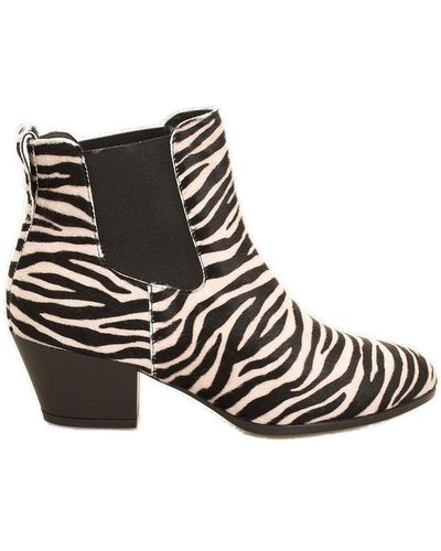 Hogan H401 Chelssea Zebra Print Ankle Boots - White