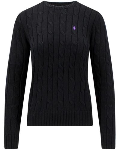Ralph Lauren Julianna Brand-embroidered Regular-fit Cotton-knit Sweater - Black