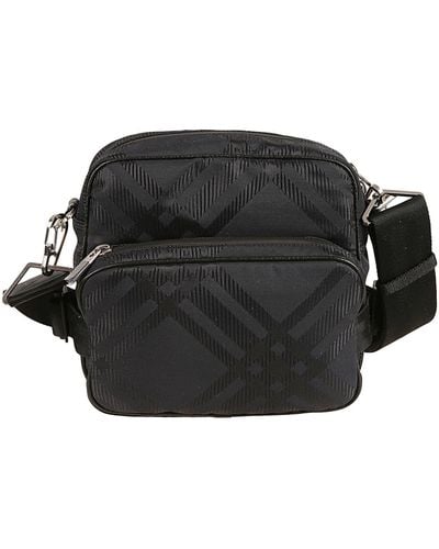 Burberry Double Pocket Zip Shoulder Bag - Black
